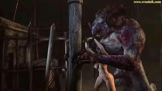 3D monster fa a les noies inflor del ventre